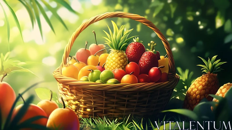 Basket Full of Fresh Fruits AI Image