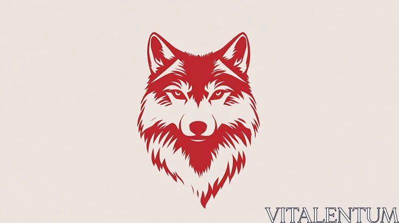 Stylized Wolf Portrait in Red AI Image