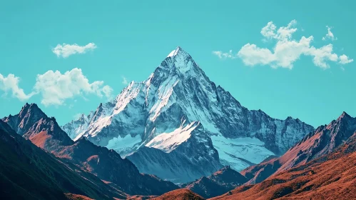 Mountain Landscape with Snow and Clouds