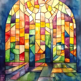 Abstract Watercolor Stained Glass Art