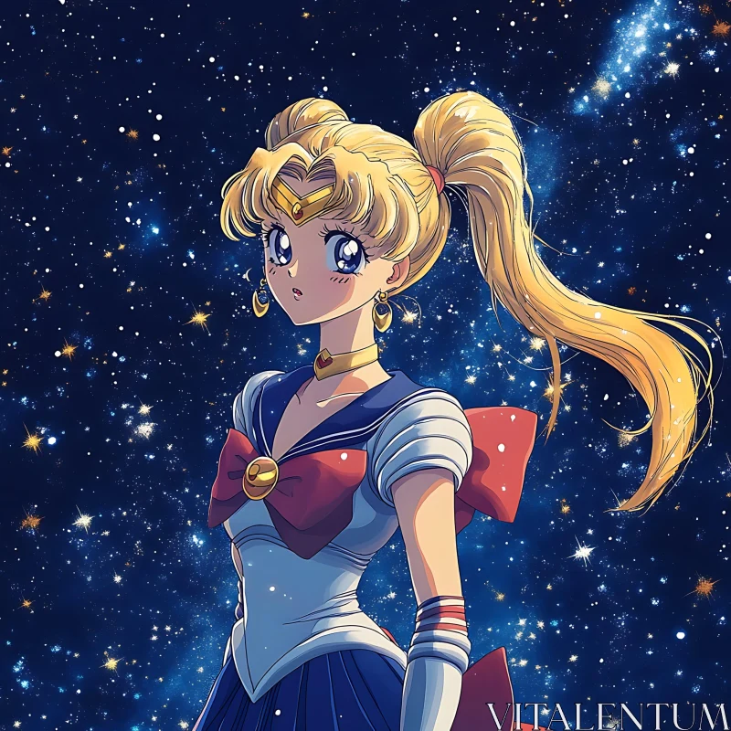 AI ART Starry Night Anime Girl