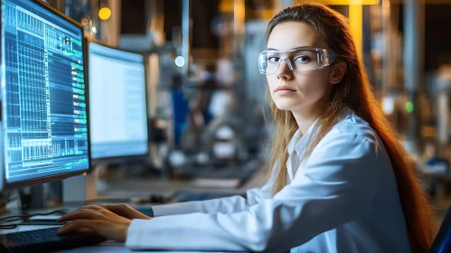 Female Scientist Analyzing Data
