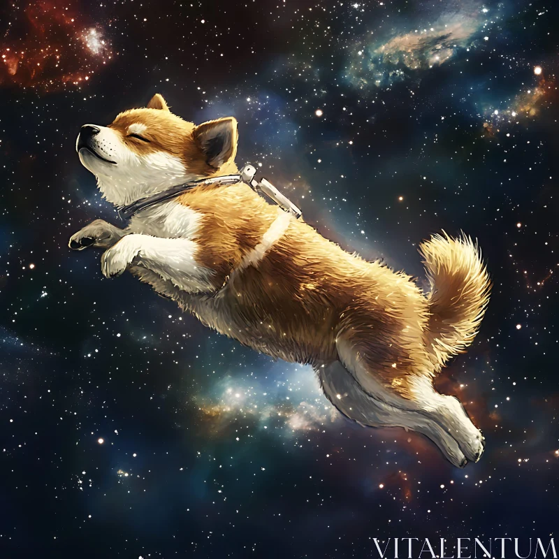 Dog Astronaut Navigating the Cosmos AI Image