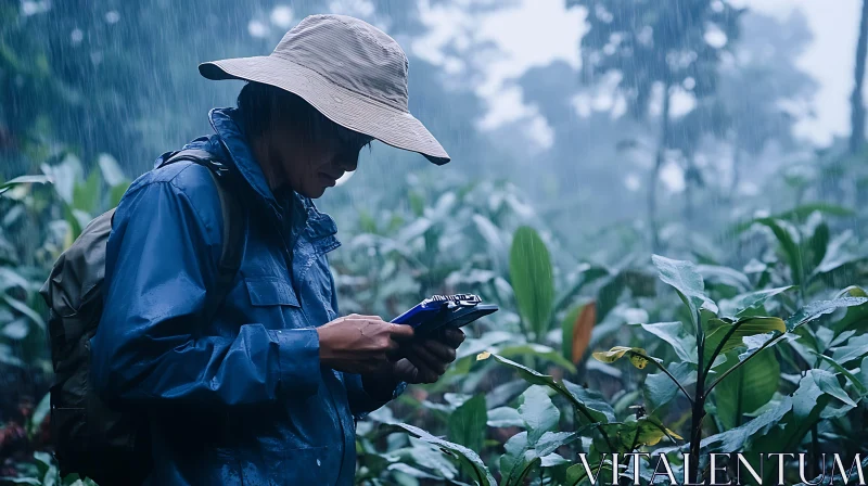 Rainy Day Research in the Forest AI Image