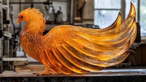 Glass Phoenix Bird Artwork