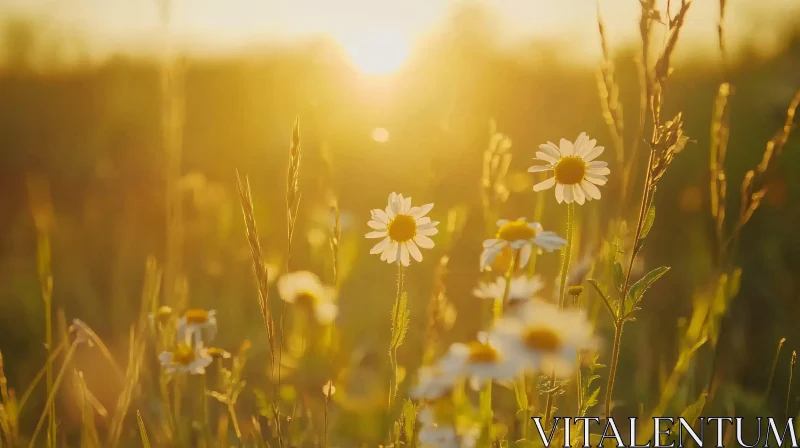 Golden Hour and Daisies AI Image