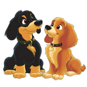 Adorable Cartoon Dogs Illustration