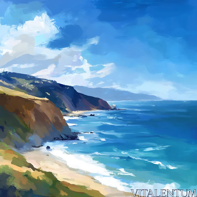 AI ART Scenic Ocean View with Cliffs