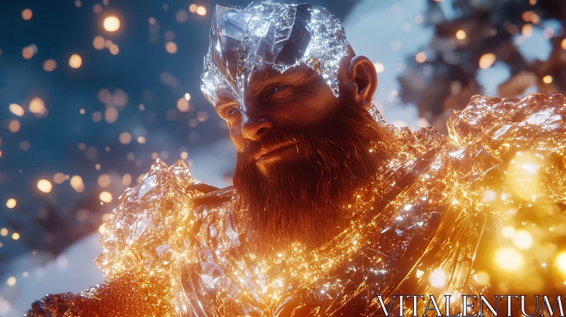 Man with Crystal Headpiece and Beard AI Image