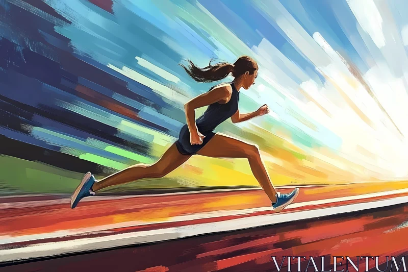 Female Athlete Sprinting on Track AI Image