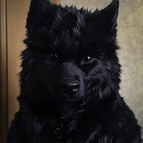 Mysterious Black Wolf Gaze