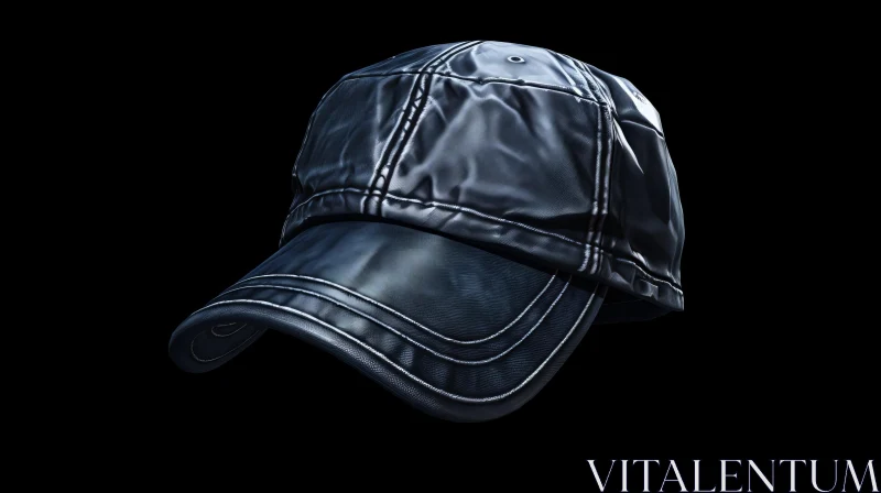 Black Leather Baseball Cap | Gloomy Tonalist Style | Hyper-Realistic Water AI Image