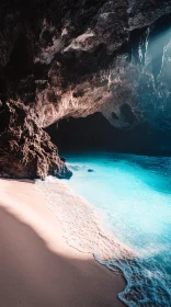 Peaceful Beach Cave with Blue Waters