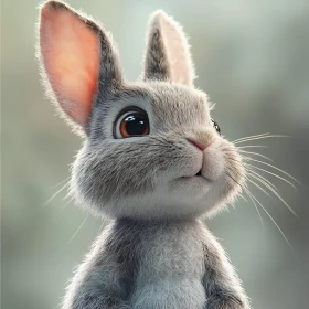 Gentle Gaze of a Grey Rabbit