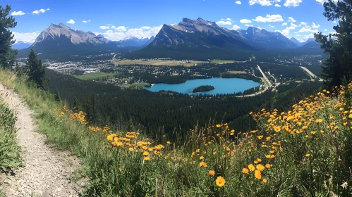 Scenic Mountain Vista with Turquoise Lake