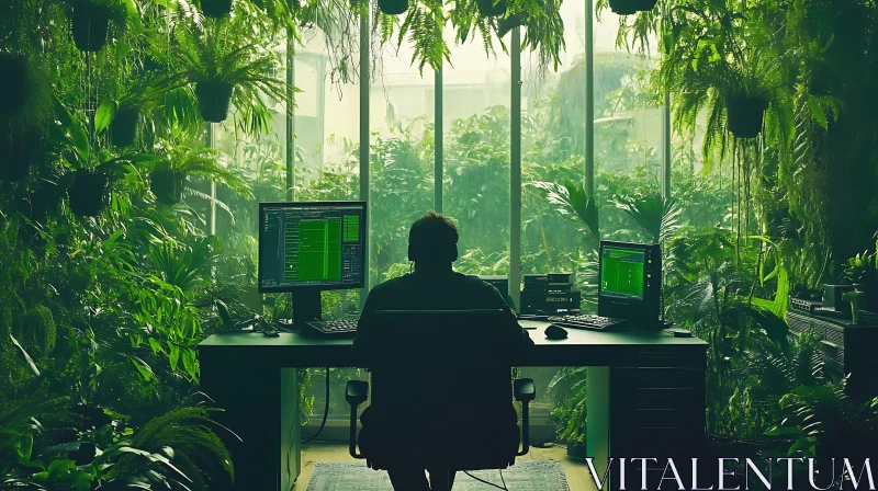 Indoor Jungle Office AI Image