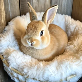 Rabbit Resting in Fluffy Bed