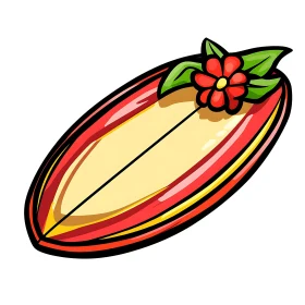 Stylized Surfboard with Floral Accent