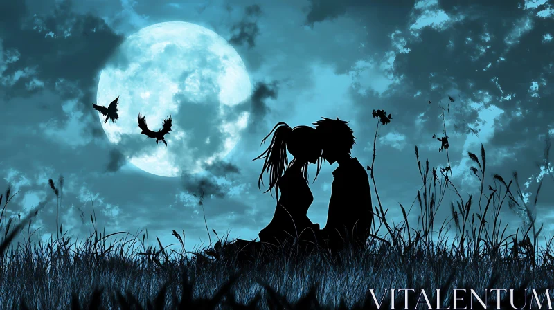 AI ART Love in the Moonlight - Silhouette Romance