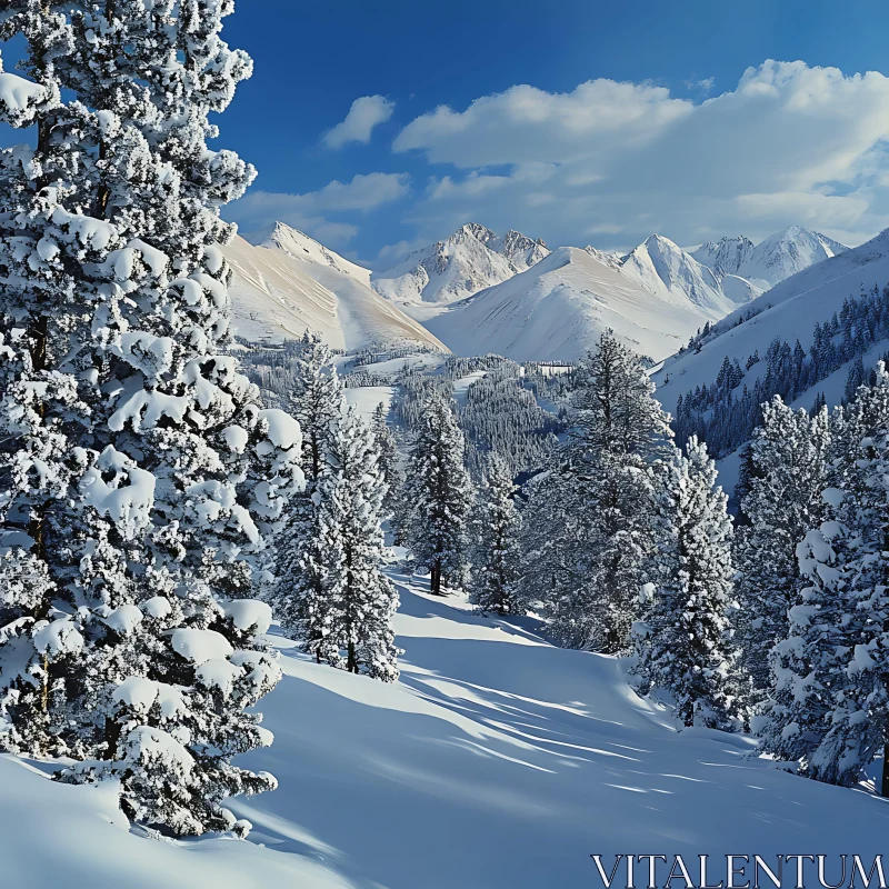 Winter Wonderland Mountain Scene AI Image