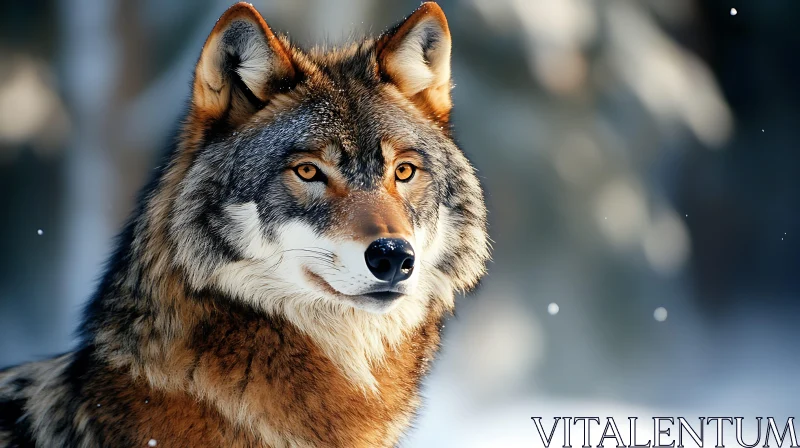 AI ART Winter Wolf Close-Up