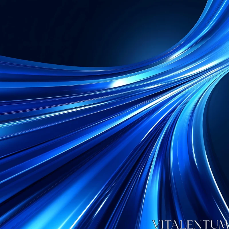 Fluid Blue Curves - Abstract Art AI Image