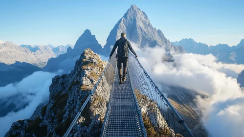 Suspension Bridge in the Alps