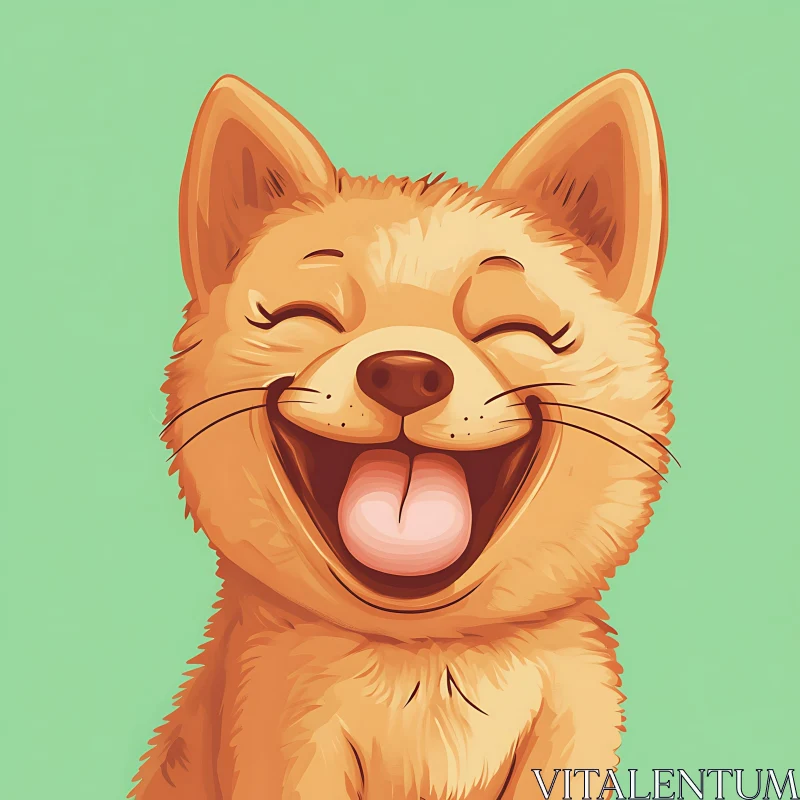 Smiling Happy Dog Cartoon Art AI Image