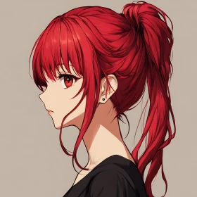 Captivating Anime Female with Red Ponytail