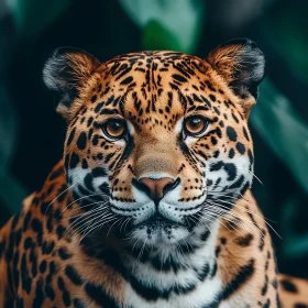 Detailed Jaguar Face in Jungle Setting