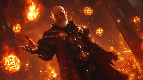 Enchanting Wizard with Fireballs