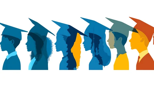 Colorful Graduate Silhouettes