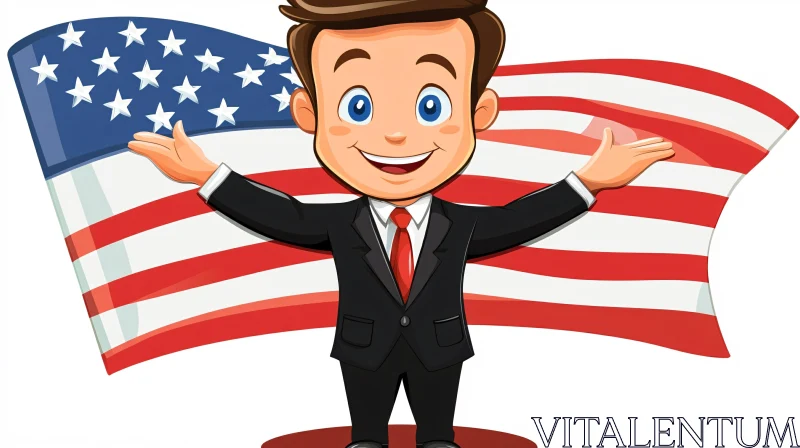 AI ART Patriotic Cartoon Character Illustration