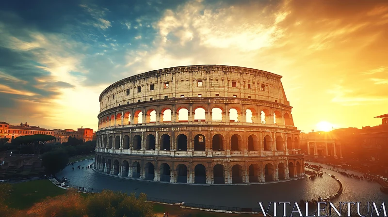 Ancient Rome Colosseum at Golden Hour AI Image