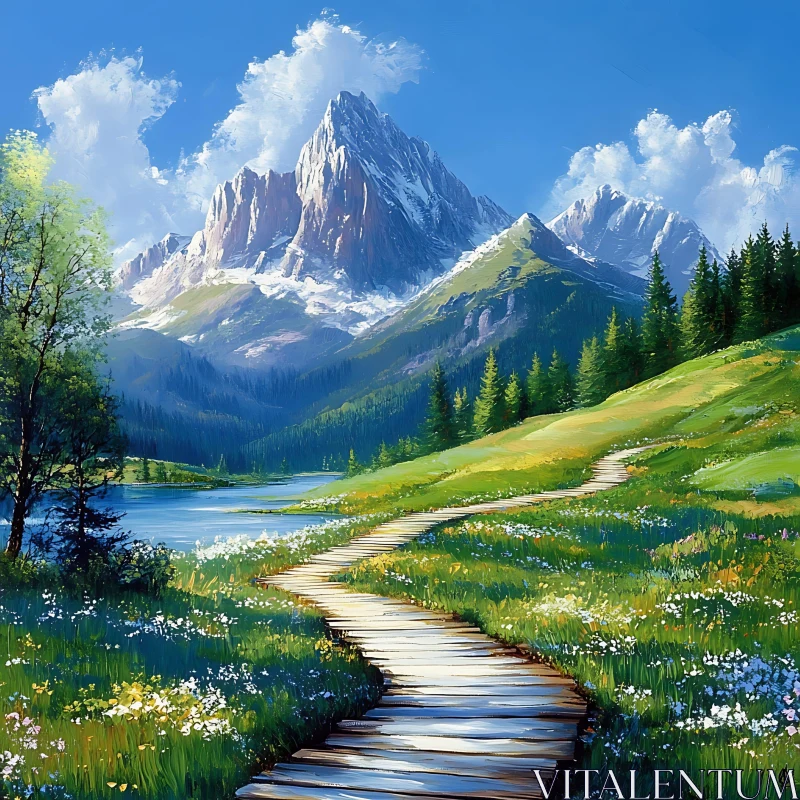 AI ART Scenic Mountain View with a Path