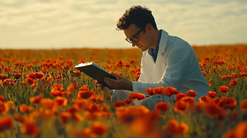 Field Research: Man in Poppy Field