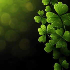 Green Clover Illustration on Dark Background