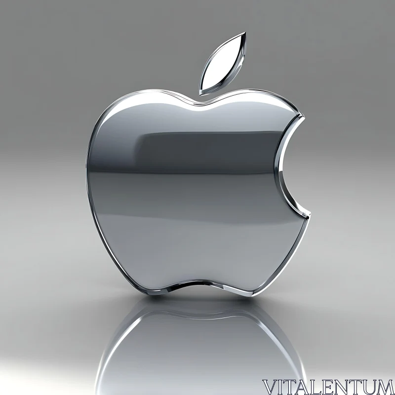 Minimalistic Metallic Apple Design AI Image