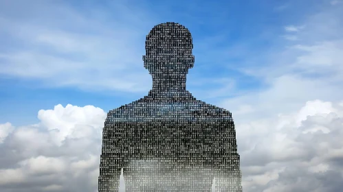 Binary Man Silhouette in Cloudy Sky