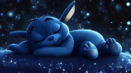 Sleeping Blue Animal with Glowing Stars