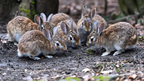 A Group of Rabbits on the Ground