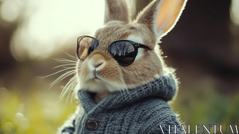 AI ART Stylish Rabbit in Shades and Knitwear