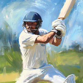 Artistic Depiction of a Dynamic Cricket Batsman in Action AI Generated Picture