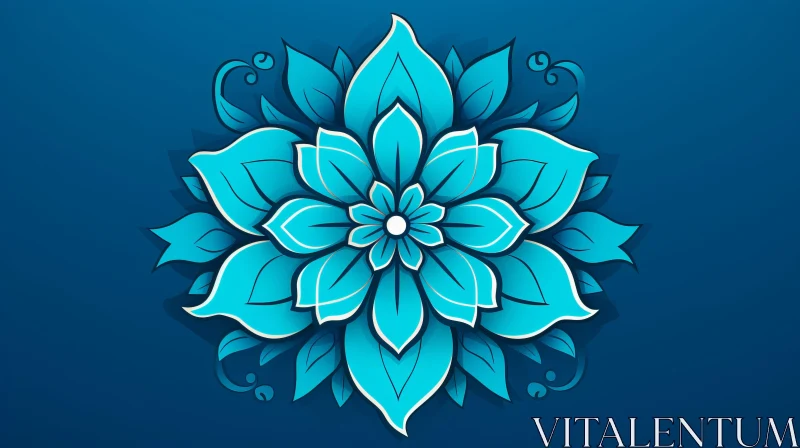 Blue Flower Design on Dark Turquoise Background: A Study in Spiritual Symbolism AI Image