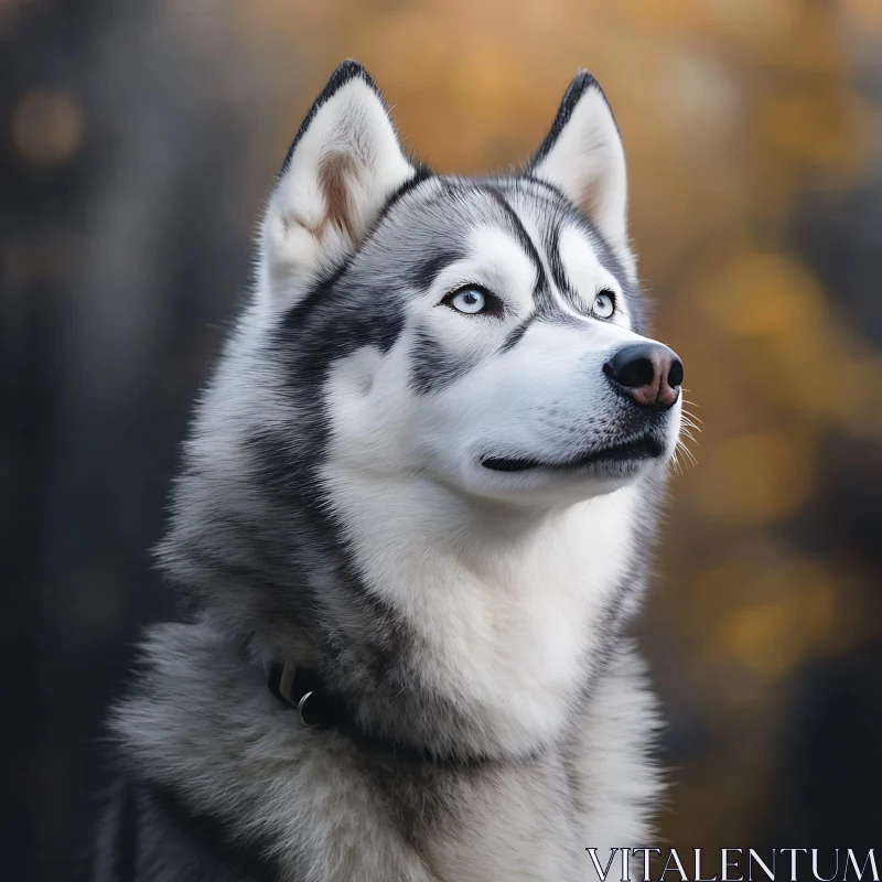 Siberian Husky with Intense Gaze AI Image