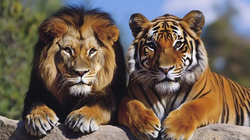 Majestic Lion and Tiger Portrait