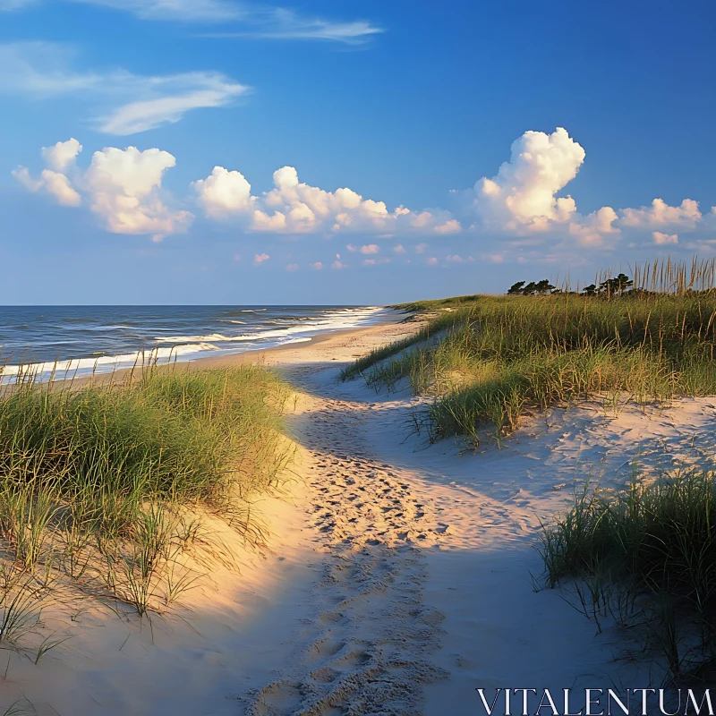 Sandy Path Leading to the Sea AI Image