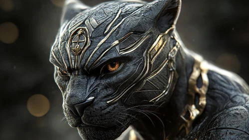 Golden Accented Panther Mask