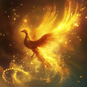 Phoenix Rebirth: Golden Firebird Artwork
