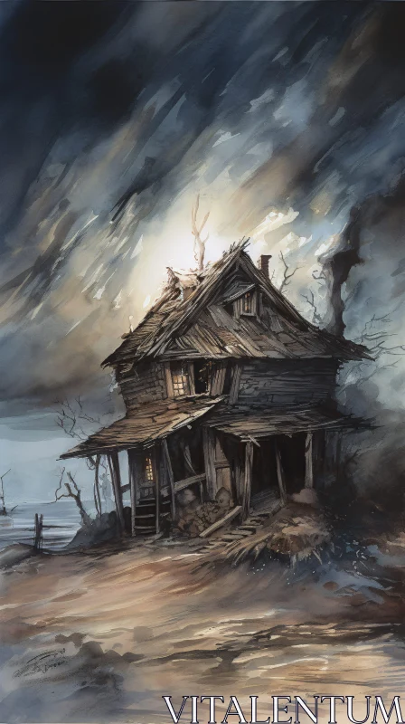 AI ART Haunted House in Ominous Setting